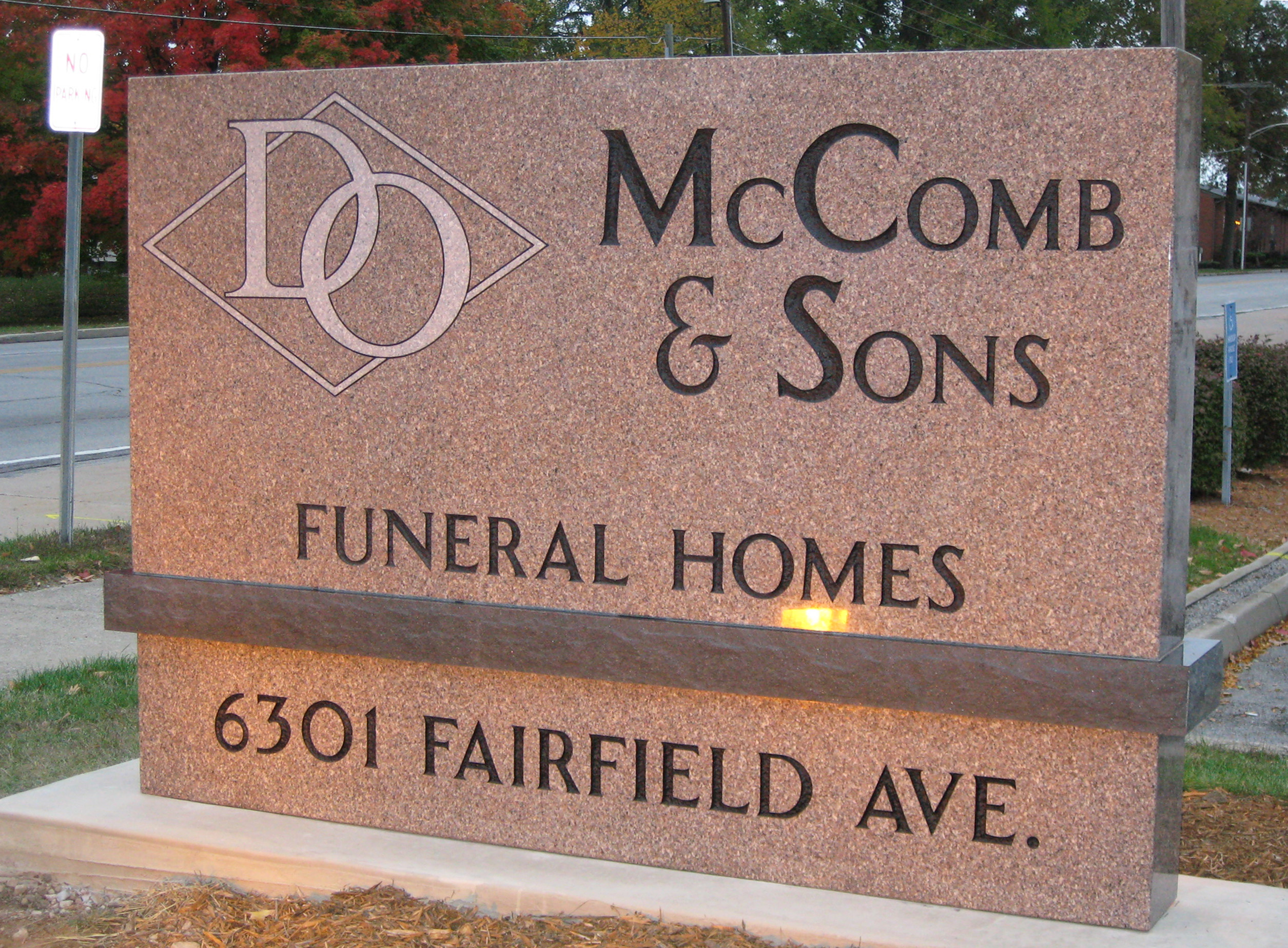 Granite sign for funeral home or cemetery